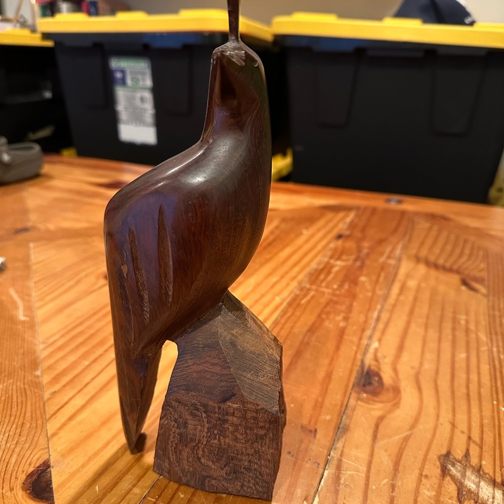 Handcrafted Wooden Bird Sculpture